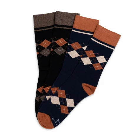 BATZ Men’s Argyle Socks – 2 Pairs (Dark Mix)
