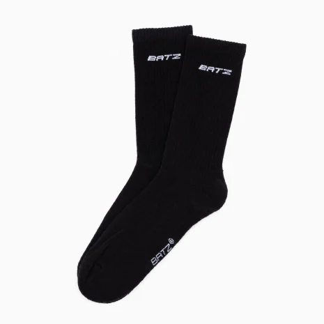 BATZ Unisex Terry Mid-Calf Socks – 2 Pairs (Black/Black)