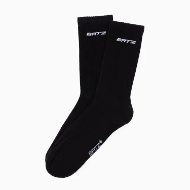BATZ Unisex Terry Mid-Calf Socks – 2 Pairs (Black/Black)