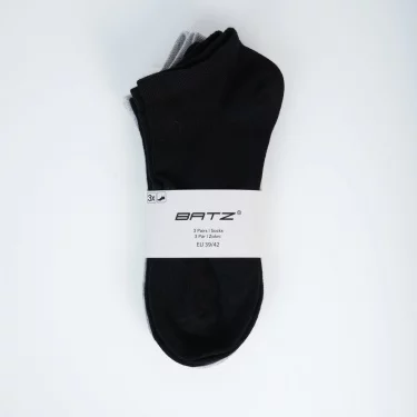 BATZ LIFESTYLE 3 páry Unisex (černá/černá/šedá) kotníkové ponožky